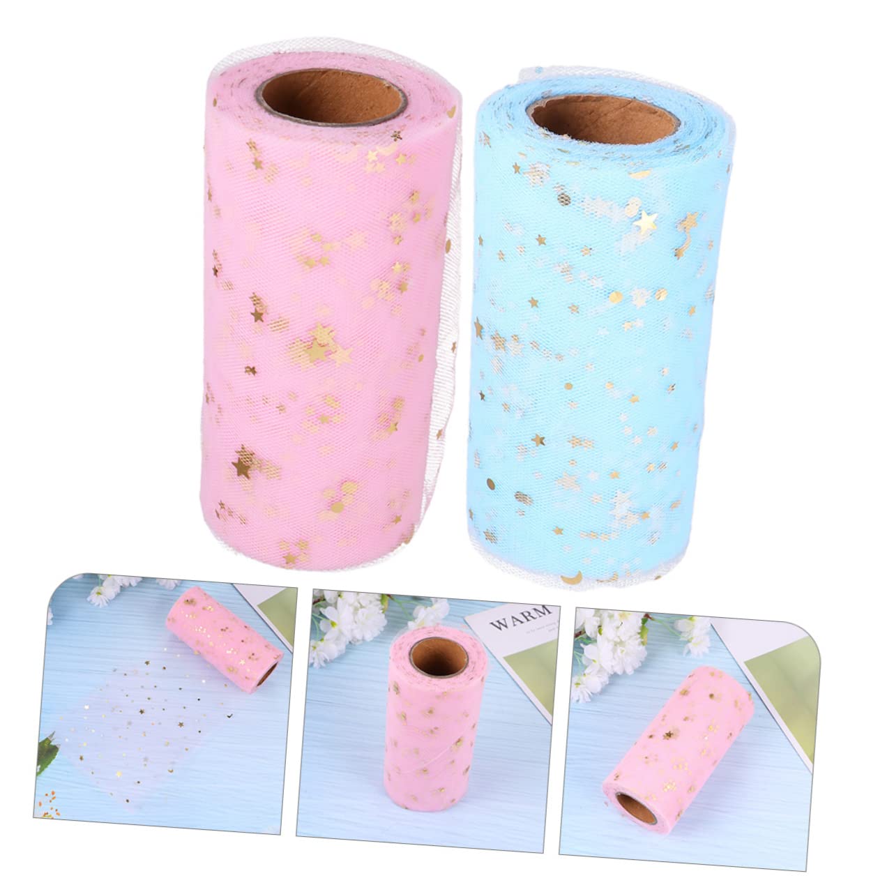 VILLCASE 6pièces Tulle Pailleté Étoilé Sequins Tissu De Décoration Pour Mariage Fête Et