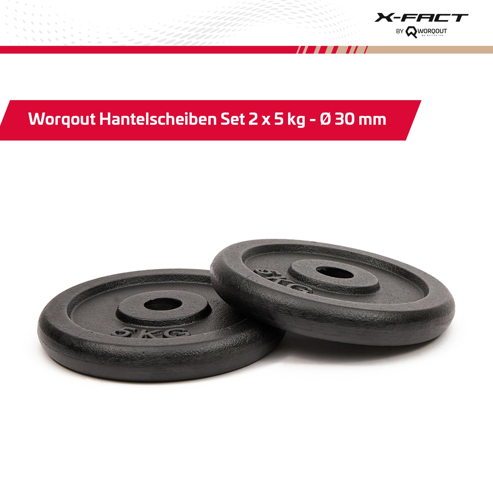 Set di dischi per bilanciere – 2 x 5 kg, Ø 30 mm, in ghisa per allenamento di forza