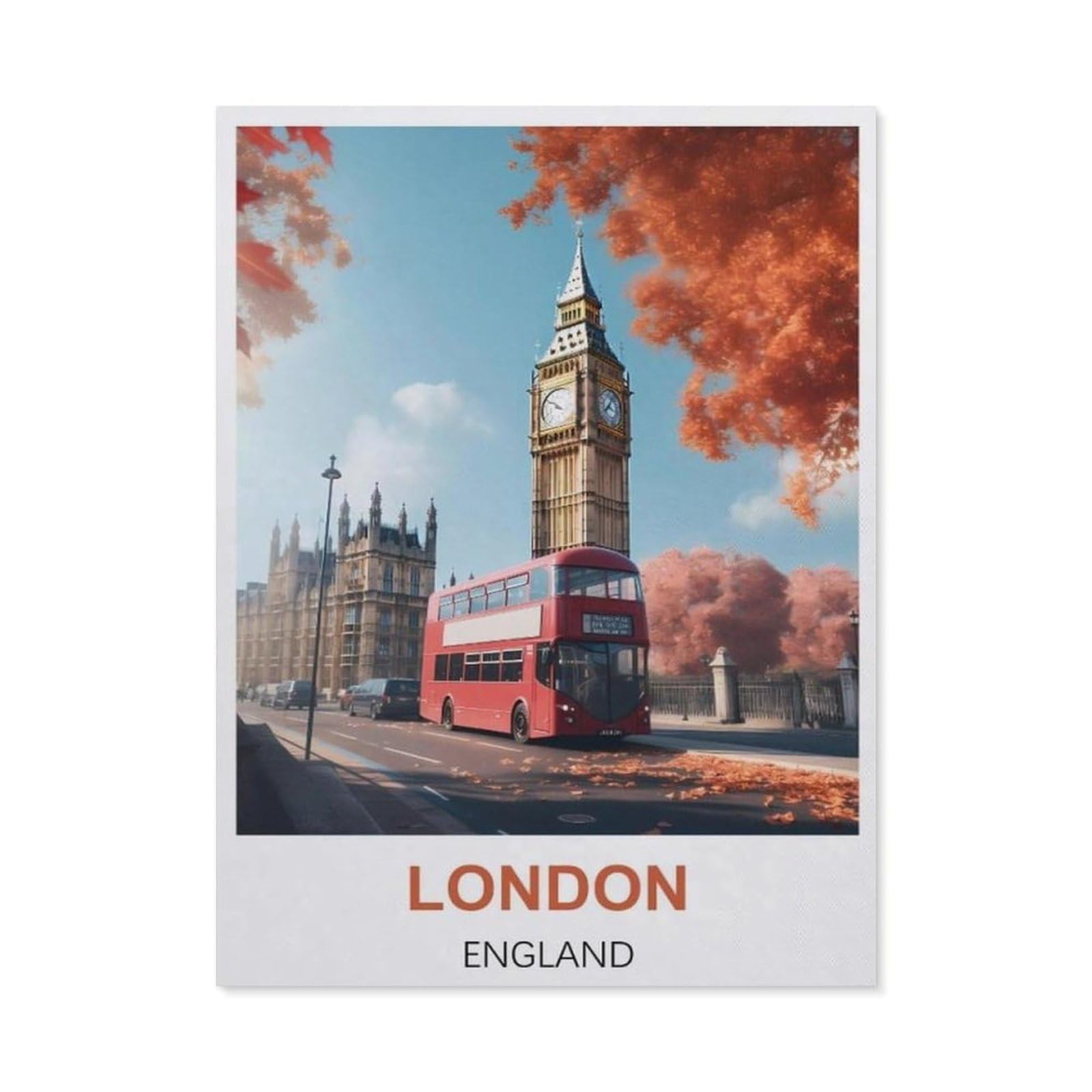 BEAYODKP 5D DIY Diamond Painting，London England Vintage Travel Poster，Art Living Room Wall Decoration Gift（30 x 40 cm/11.81 x 15.74 inches）-BX13