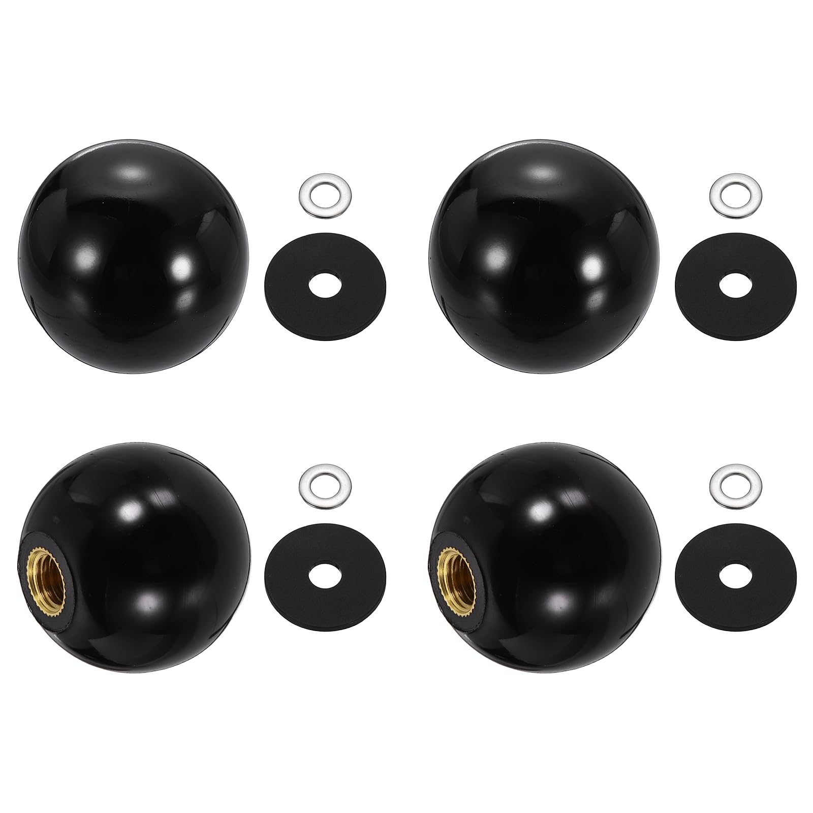 sourcing map 4Pcs Threaded Ball Knobs, M8 x 30mm Phenolic Plastic Thread Ball Handles Balls Nuts Knob Caps Nut Balls with Threaded Insert for Machine Lever Handle DIY Project, Black