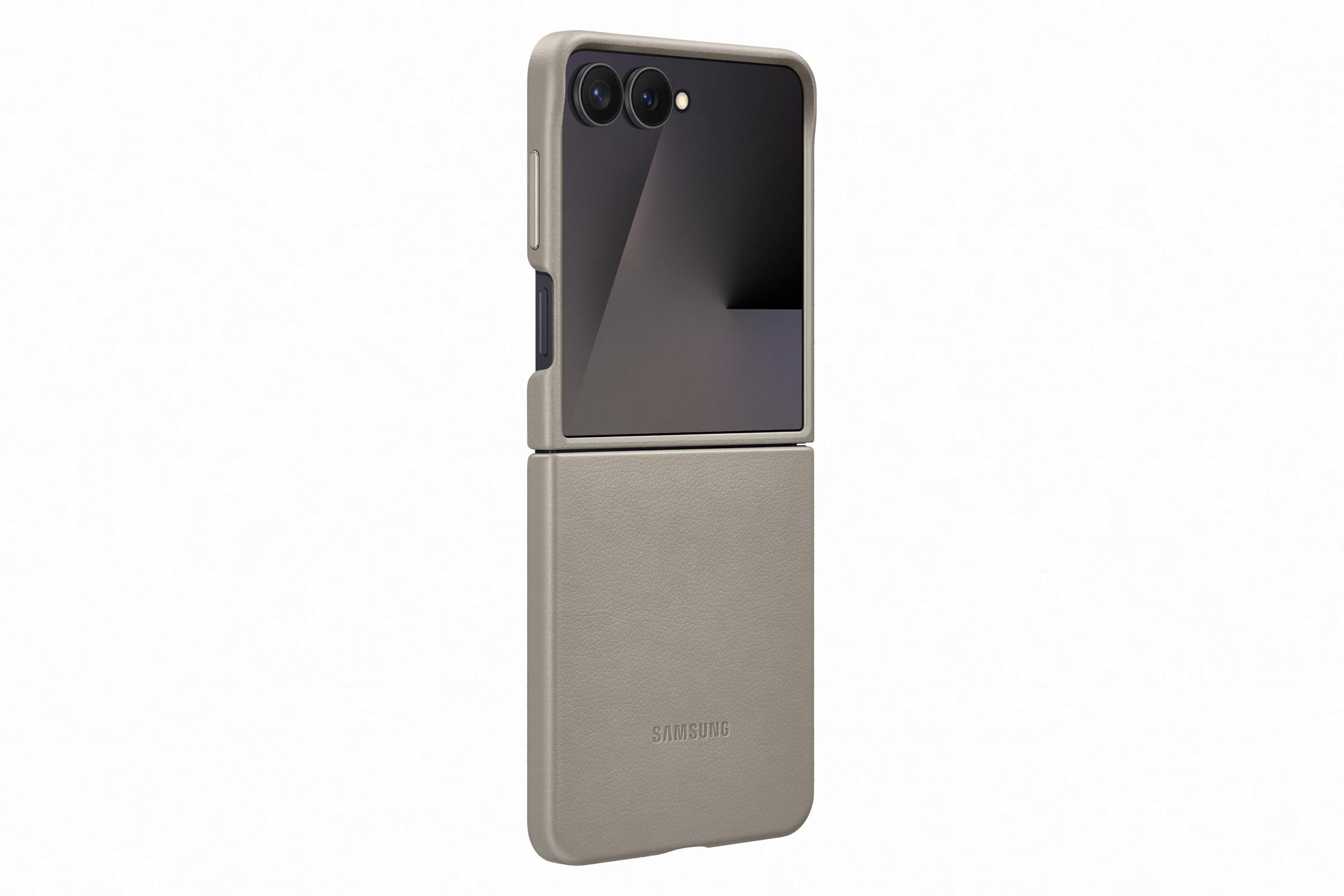Samsung Kindsuit Case EF-VF766 für das Galaxy Z Flip7, Smartphone Cover, Handy-Hülle, Schutz Case, Lederlook, Kratzfest, Taupe