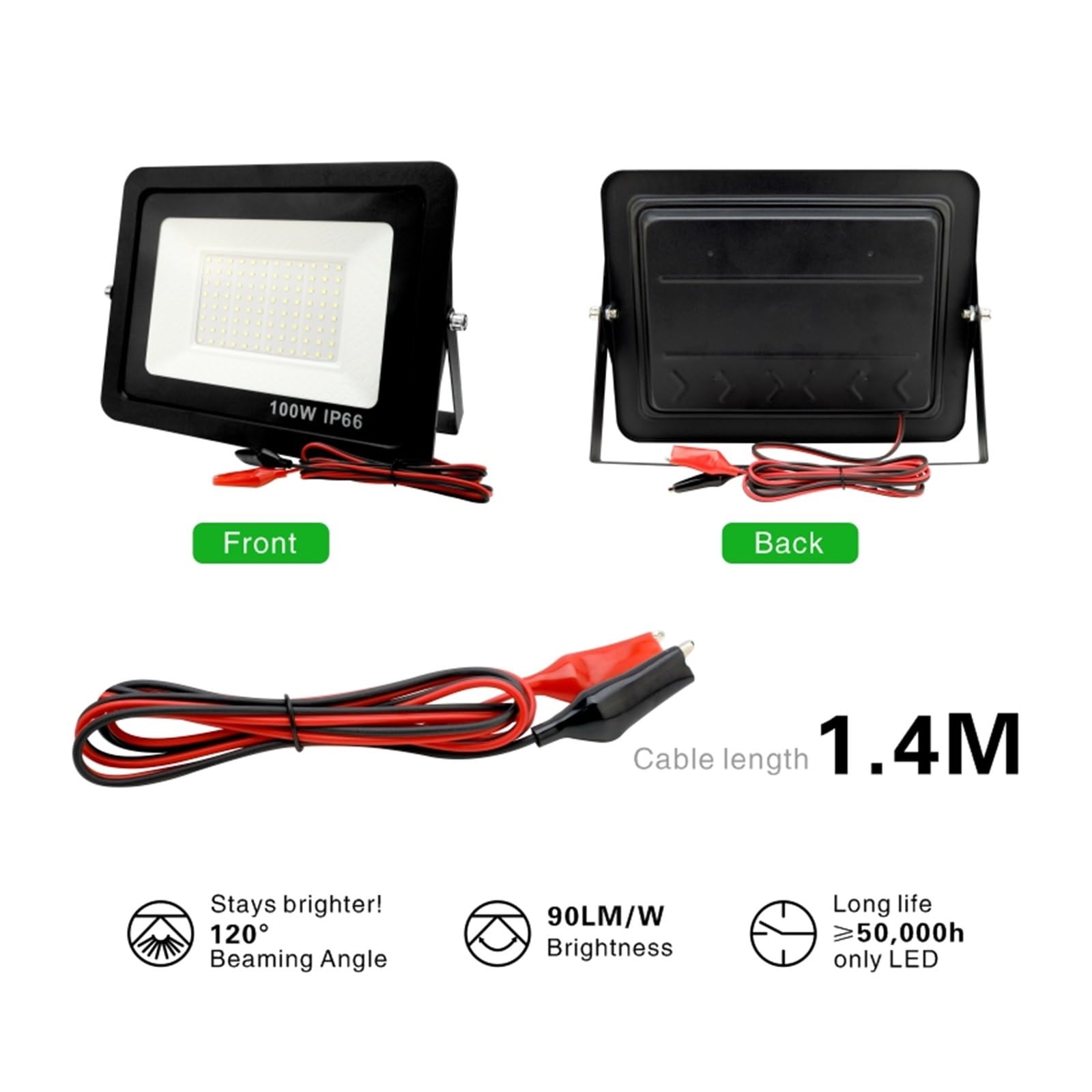 Naświetlacz LED Zewnętrzny, 20W 30W 50W 100W DC12V Led światło halogenowe reflektor zewnętrzny reflektor IP66 wodoodporny reflektor światła przenośne 12-woltowe światła Led dla Maksymalnej Wydajności
