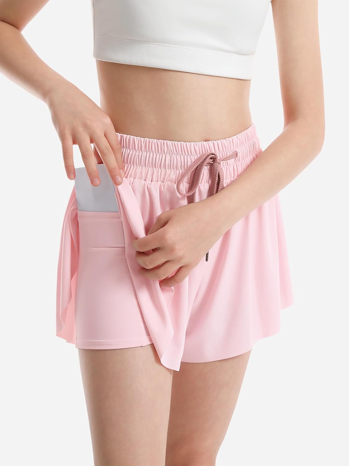 3/4 Packs Girls Butterfly Shorts 2 in 1 Girls Athletic Shorts Youth Flowy Shorts for Active, Running,Basketball - Image 2