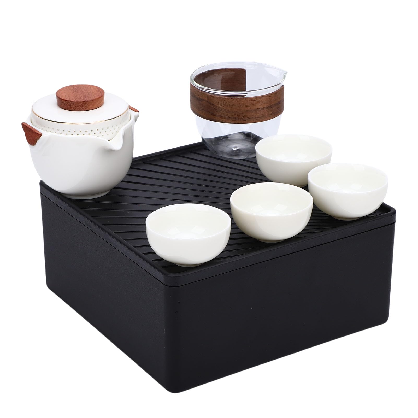 Zestaw do Chińskiej Herbaty Kung Fu, Ceramiczne Zestawy do Herbaty Kung Fu z 4 Filiżankami, Przenośny Chiński Zestaw do Herbaty Gongfu Porcelanowy Japoński Czajniczek