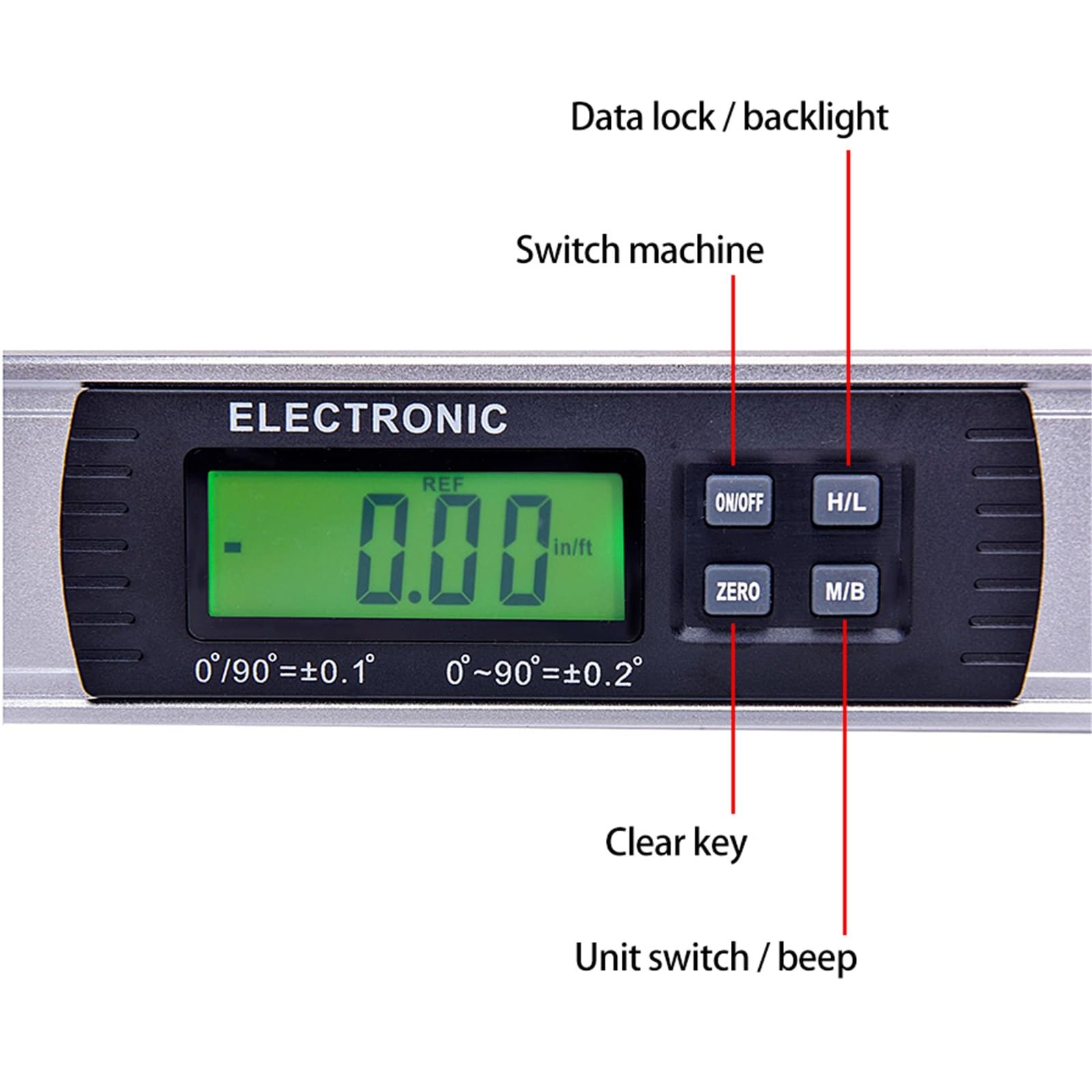 1 x cyfrowy kątomierz, kątomierz, elektroniczny, poziomica, 360 stopni, magnetyczny goniometr, kąt (400 mm z magnesem)