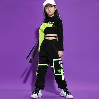 LOLANTA Girls Hip Hop Dance Clothes 3PCS Crop Top Cargo Pants Sets Active Outfits