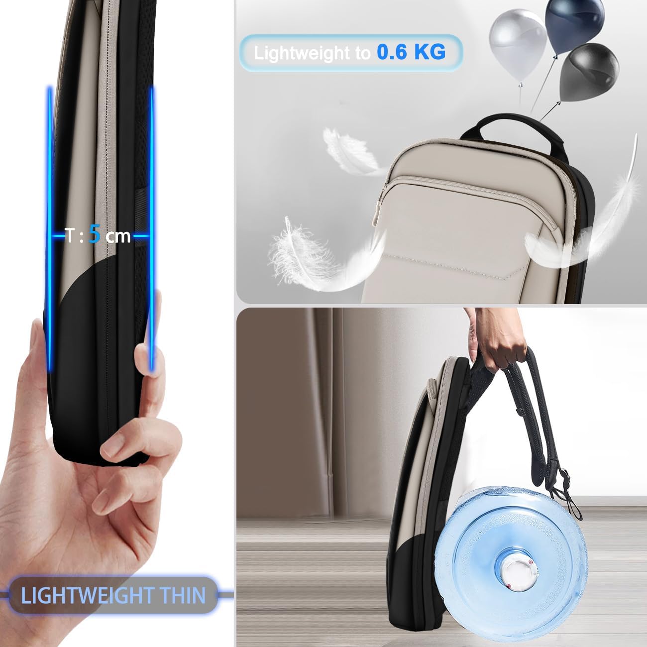 ZINZ Slim Laptop Backpack 17.3 Inch with Variable Capacity and USB Port, Anti Theft Business Backpack Water Resistant Travel Backpack for Men Women -Maroon - Image 3