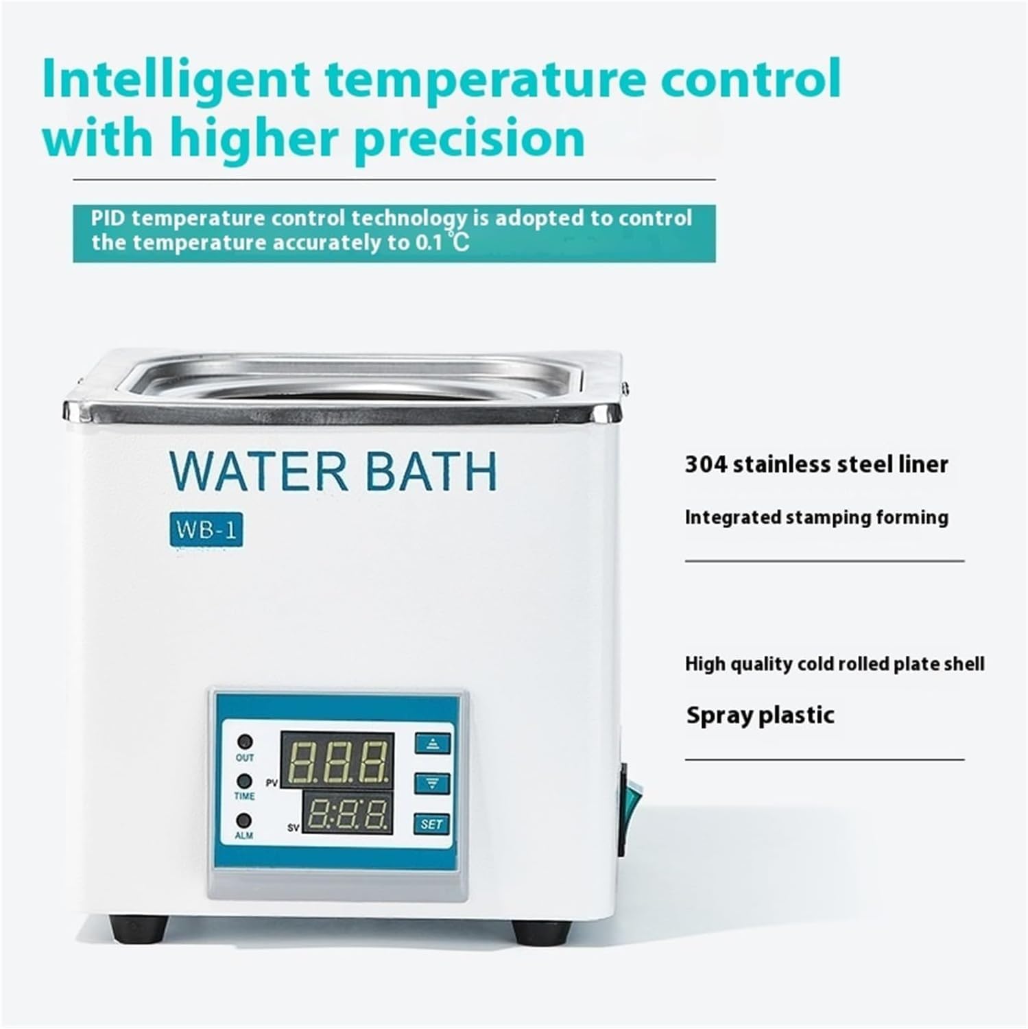 TYH Baño De Agua Digital De Laboratorio De 3 litros, Baño De Agua Termostático Digital De 300 W con Protección contra Quemaduras En Seco, Calentamiento De 360°, Acero Inoxidable
