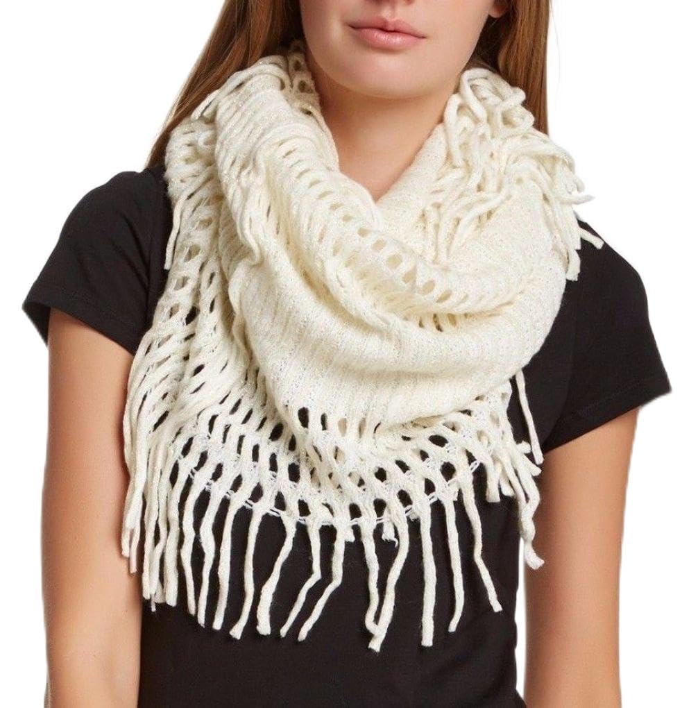 New Design Fringe Knitted Crochet Cutout Infinity Scarf V241