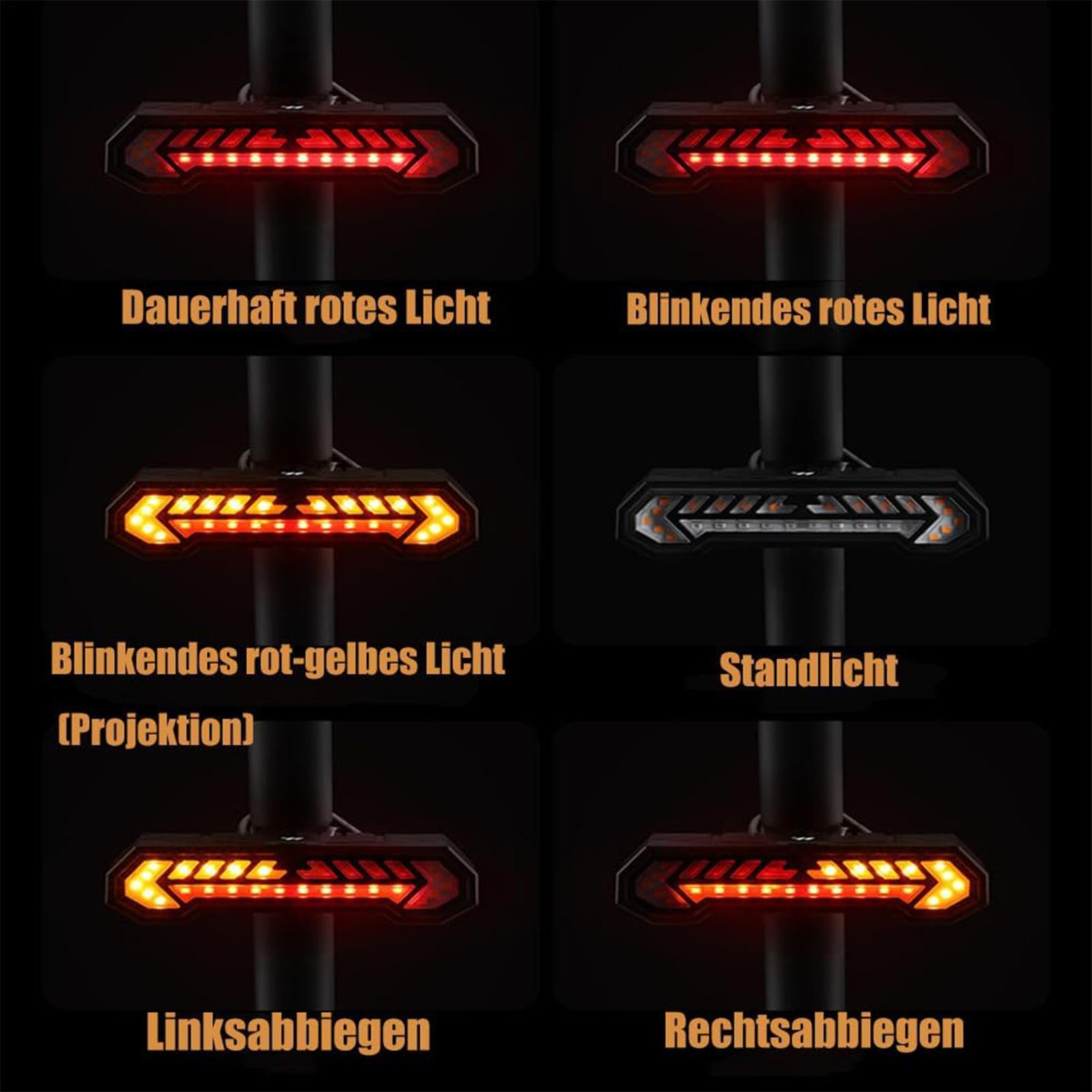 Lampe De Stop Vélo Feu Arrière Vélo À LED Sans Fil Télécommandé