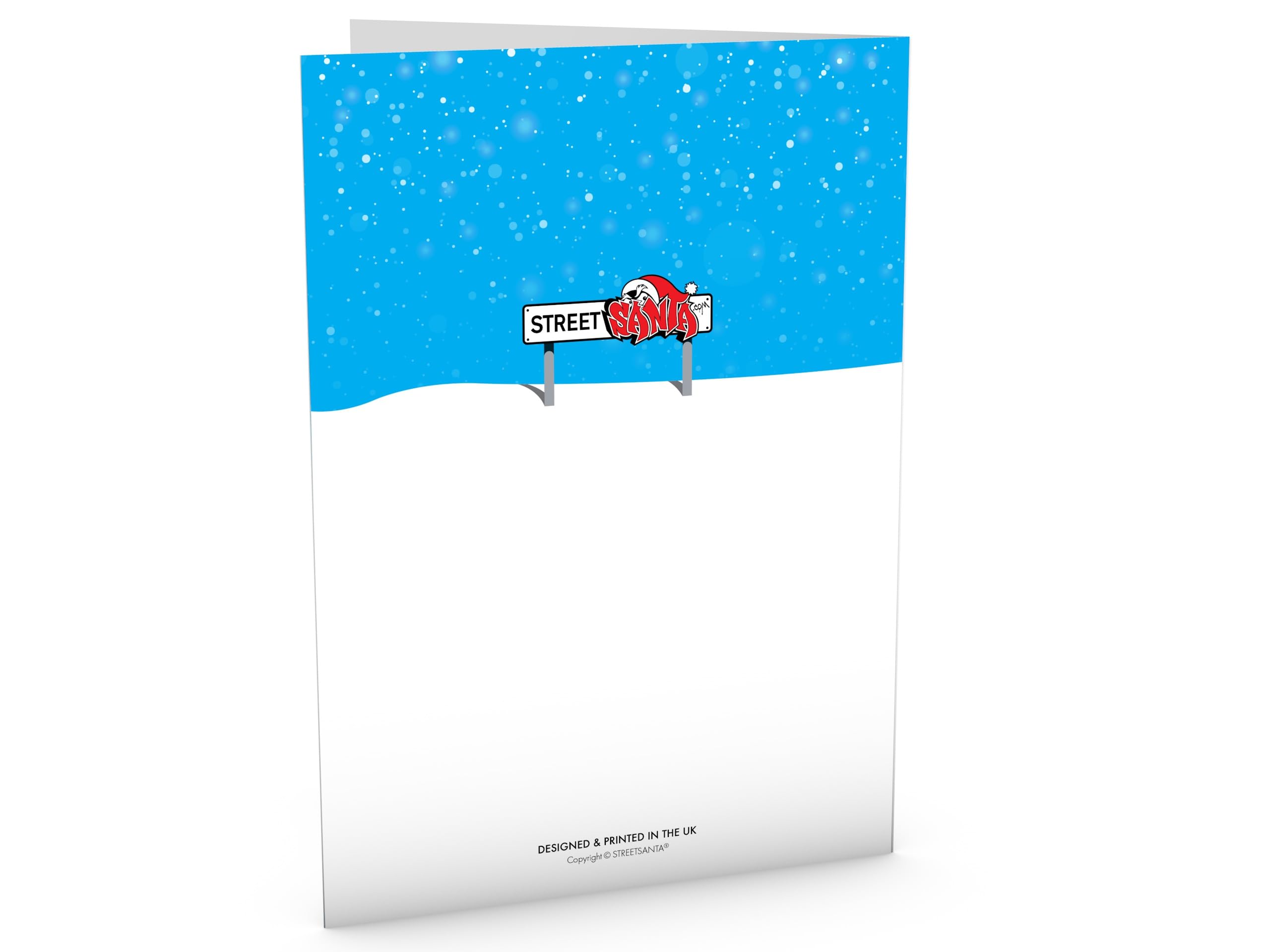 STREET SANTA - Garden Christmas Card - Santa Relaxing In Allotment With Reindeers, Hand-Drawn UK Illustration, Large A5-Sized (210mm X 148mm), Gloss Finish, Blank Inside