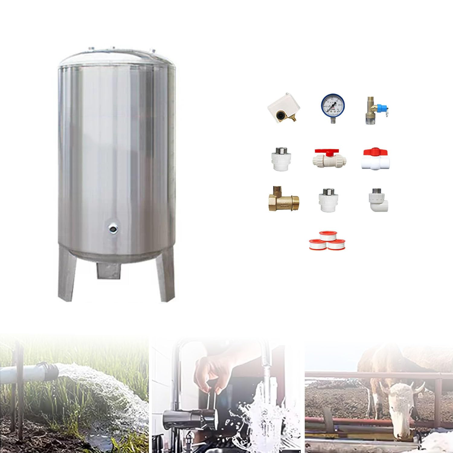 Serbatoio verticale a pressione dell'acqua, contenitore della vescica in acciaio inossidabile, macchina dell'acqua pressurizzata per scuola, bagno, cucina, 220 V, 160 L