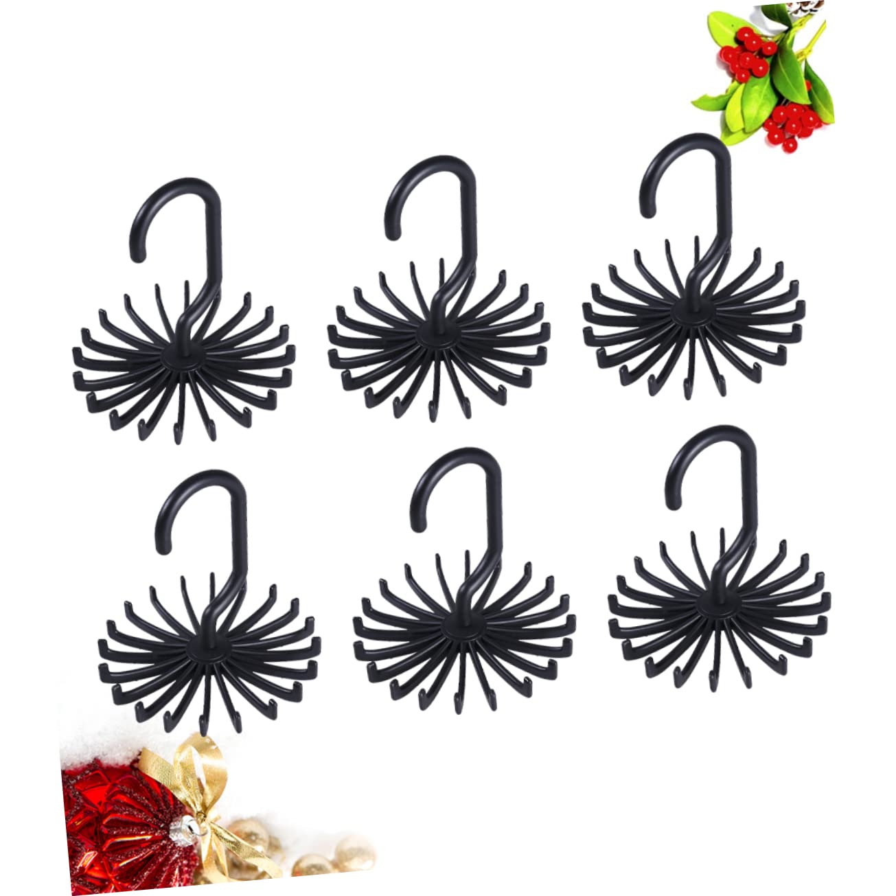 SOLUSTRE 6Pcs Non Slip Rotating Tie Hanger Organizer Claw Scarf Rack for Closet Space Saving Storage for Neckties and Scarves Design