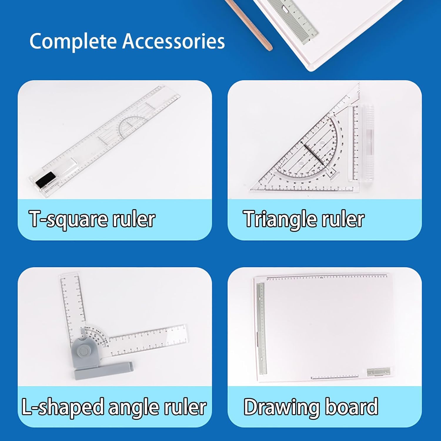Tavolo da disegno portatile regolabile con righello trasparente, tavolo da disegno di precisione per studenti, ingegneri, artisti e architetti, ideale per misurazioni accurate e progetti creativi