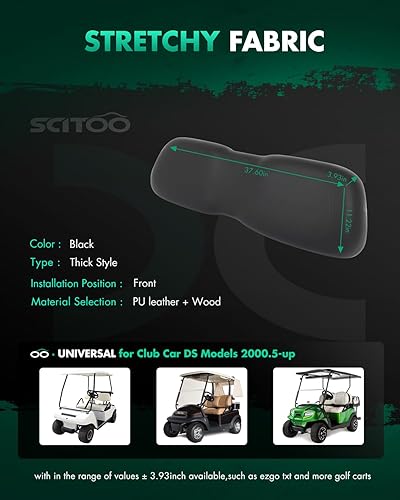 Miniatura 2 de SCITOO Conjunto de respaldo de asiento delantero para carrito de golf Club Car DS 2000.5-up, cojines de repuesto estilo fábrica, color negro
