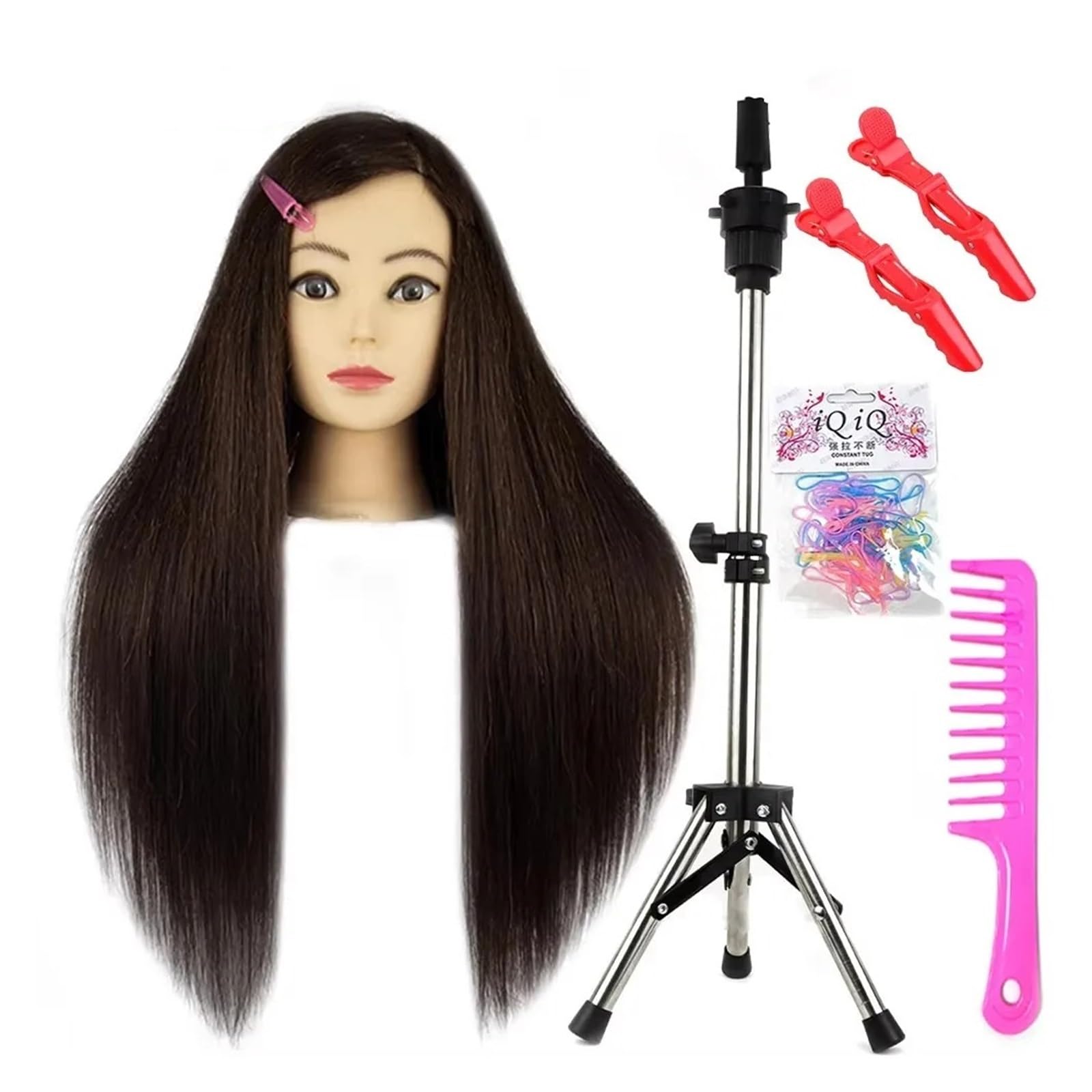 26 Inch Long Mannequin Head With 85%Real Human Hair,Training With , Doll For Styling,Cosmetology Manikin