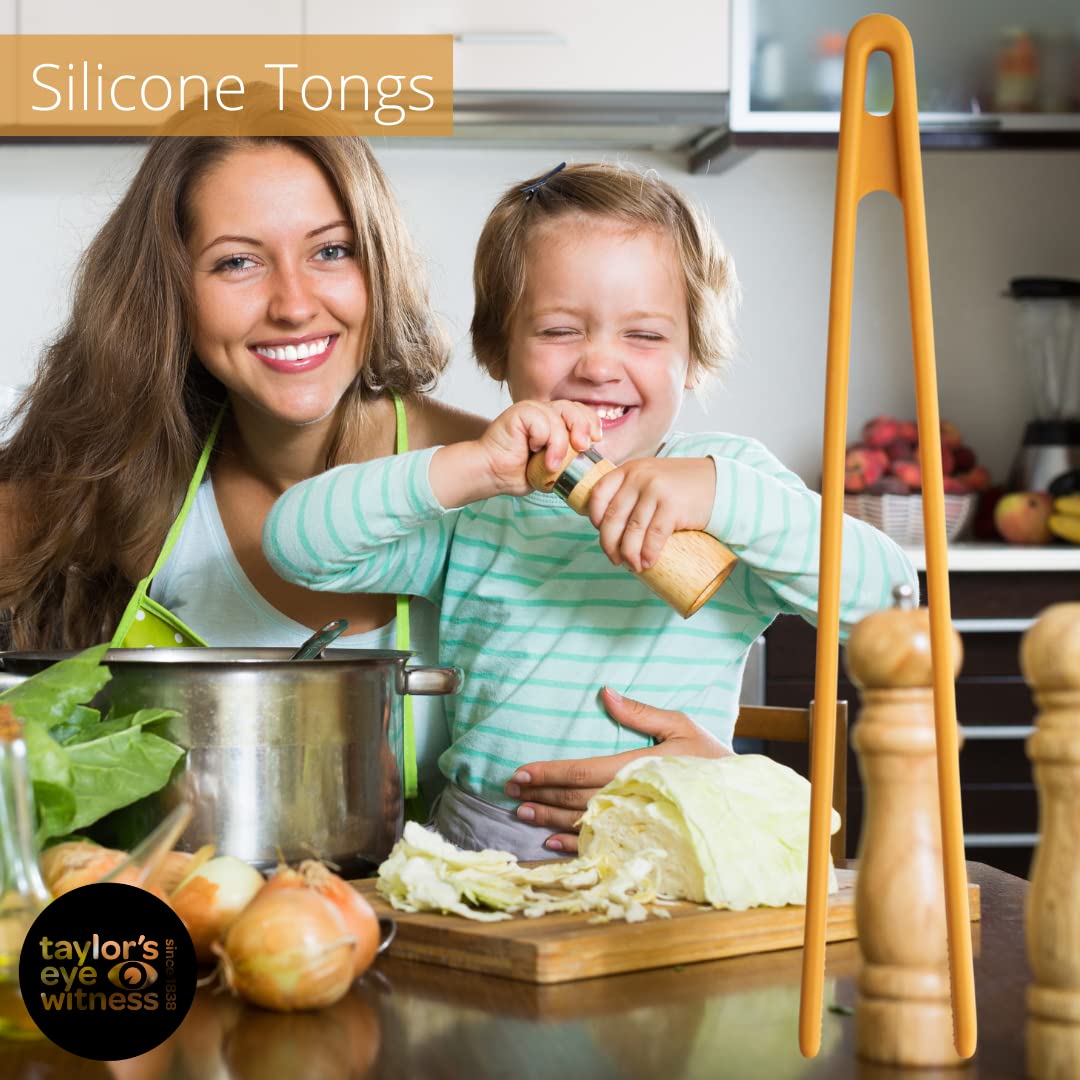 Taylors Eye Witness Large Yellow Silicone Gripping Tongs - Dishwasher Safe, Non-Scratch Grip Heads, Heat Resistant (260°C/500°F) - Image 2