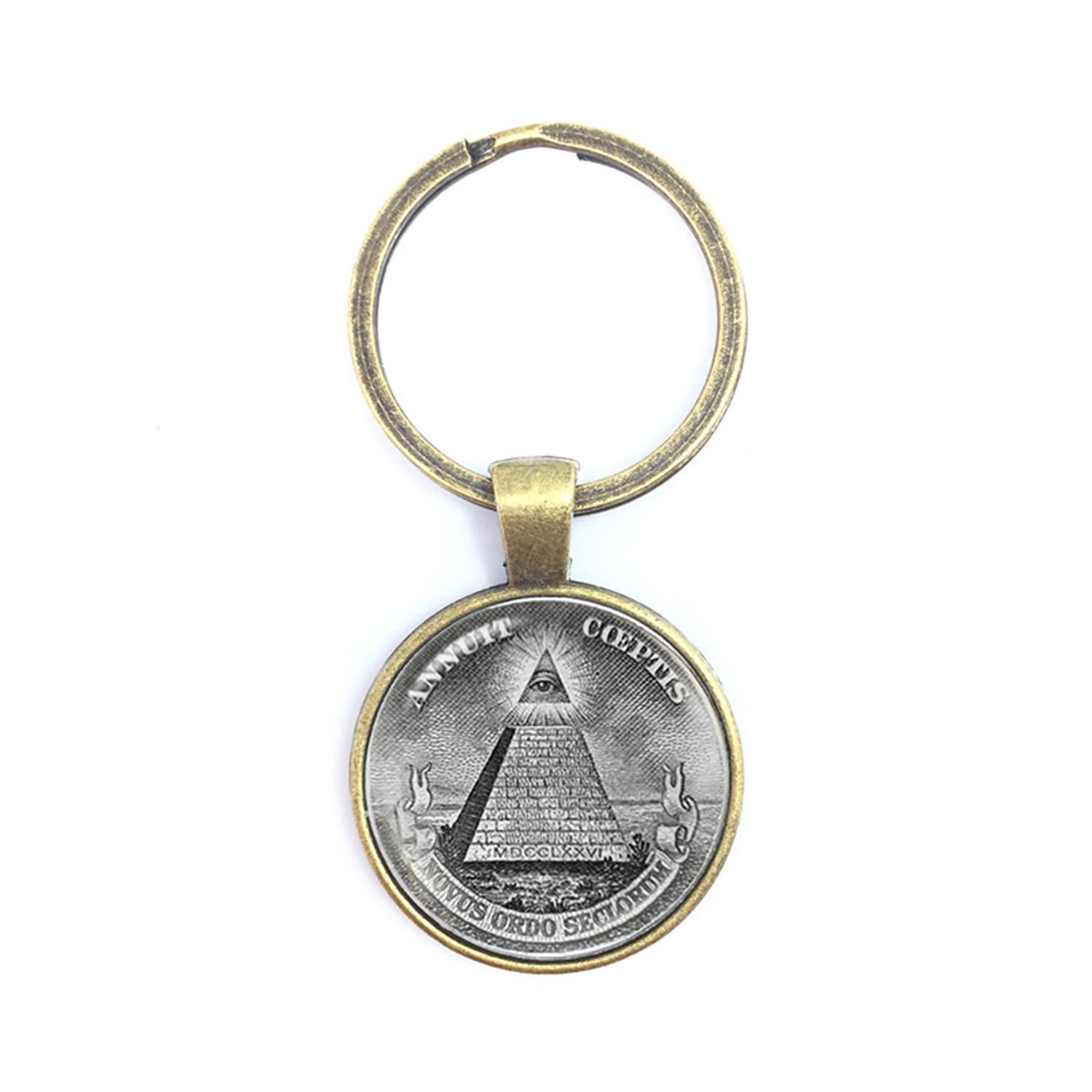 Zeia3 Men's Brown Pyramid Free Mason Keychains Eye Of Providence Eye Of Horus Keyring Free And Accepted Masons All Seeing Eye Keyring