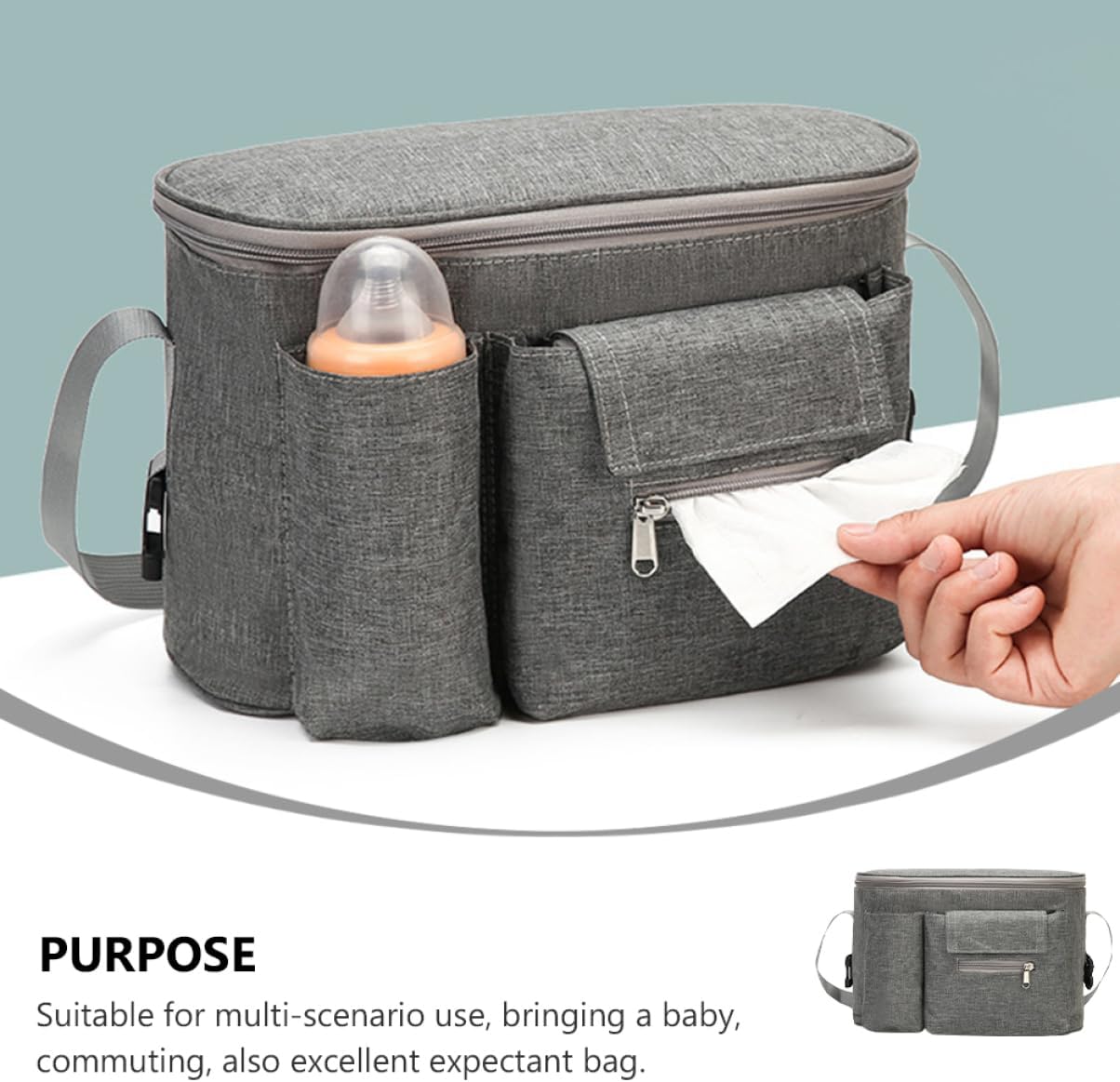 Multi Functional for Stroller Spacious Nappy Storage Pouch with Multiple Compartments for Essentials Diaper Organizer for Travel Daily Use