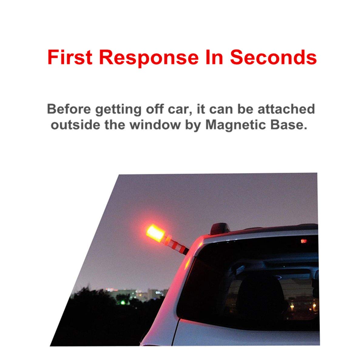 Éclairage de secours LED multifonction, Riloer Roadside Flares Support de base magnétique Clignotant vertical Sécurité (Pack de 2)