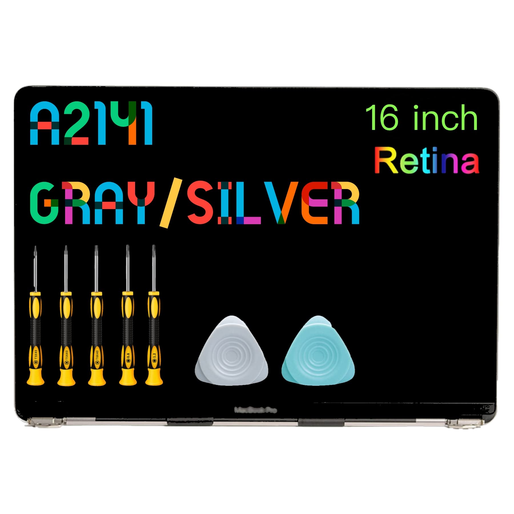 Replacement 16" for Pro Retina A2141 2019 LCD Full Screen Display Assembly EMC 3347 661-14200 (Silver)