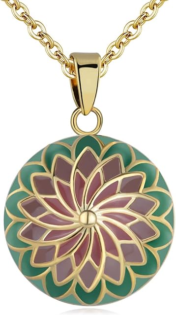 AEONSLOVE Chime Ball Pregnancy Necklace Vintage Flower Pendant Music Wishing Bola Locket for Mom Baby Best Jewellery Gift
