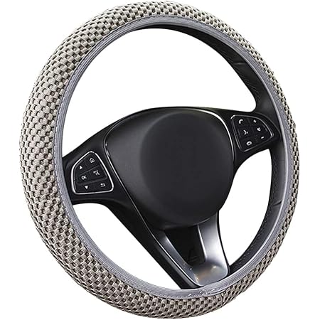 Amazon ハンドルカバー 車ハンドルカバー ステアリングカバー エアーメッシュ生地 汚れ 滑り防止 握りやすい 安全性 通気性 高弾力 耐久性 エコ 無味無毒 かっこいい 快適 高級感 四季汎用 カー用品 アクセサリー 軽自動車 直径37 38cm プレゼント ハンドルカバー