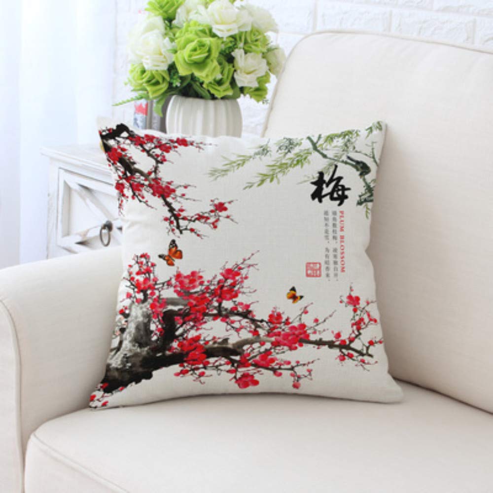 Coussin style chinois classique WLLLO en coton-lin pour harmonie intérieure