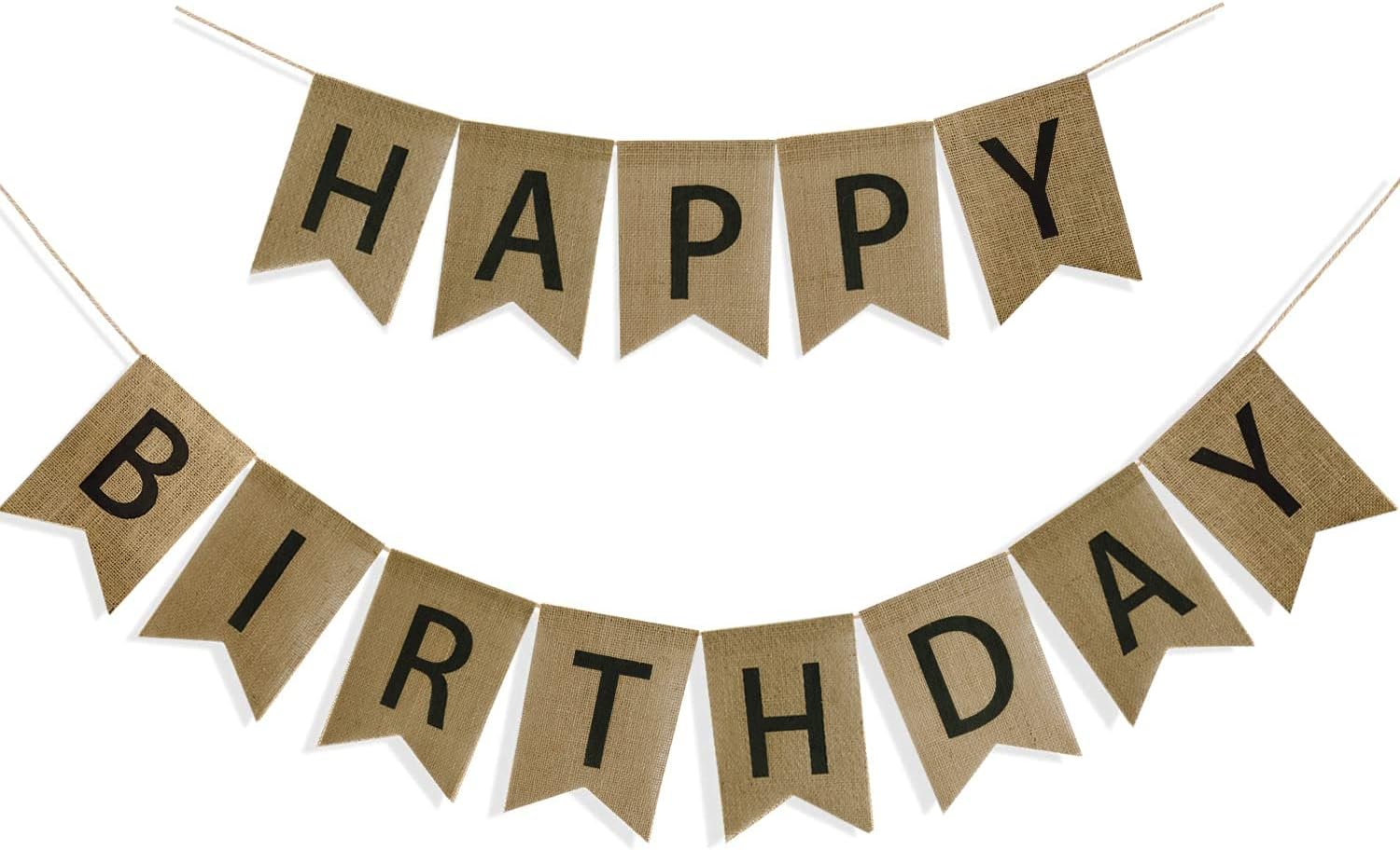 Happy Birthday Banner Burlap Black Letter Rustic Bunting Pennant Birthday Banner Garland Flags for Birthday Party Decorations VAG041BK Happy Birthday Banner 2