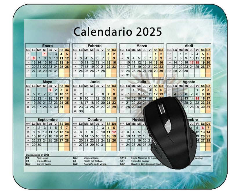 YENDOSTEEN 2025 Calendario Alfombrilla Suave Gaming para Ratón, Primer Plano De Flores De Diente De León Alfombrilla de ratón para Jueg