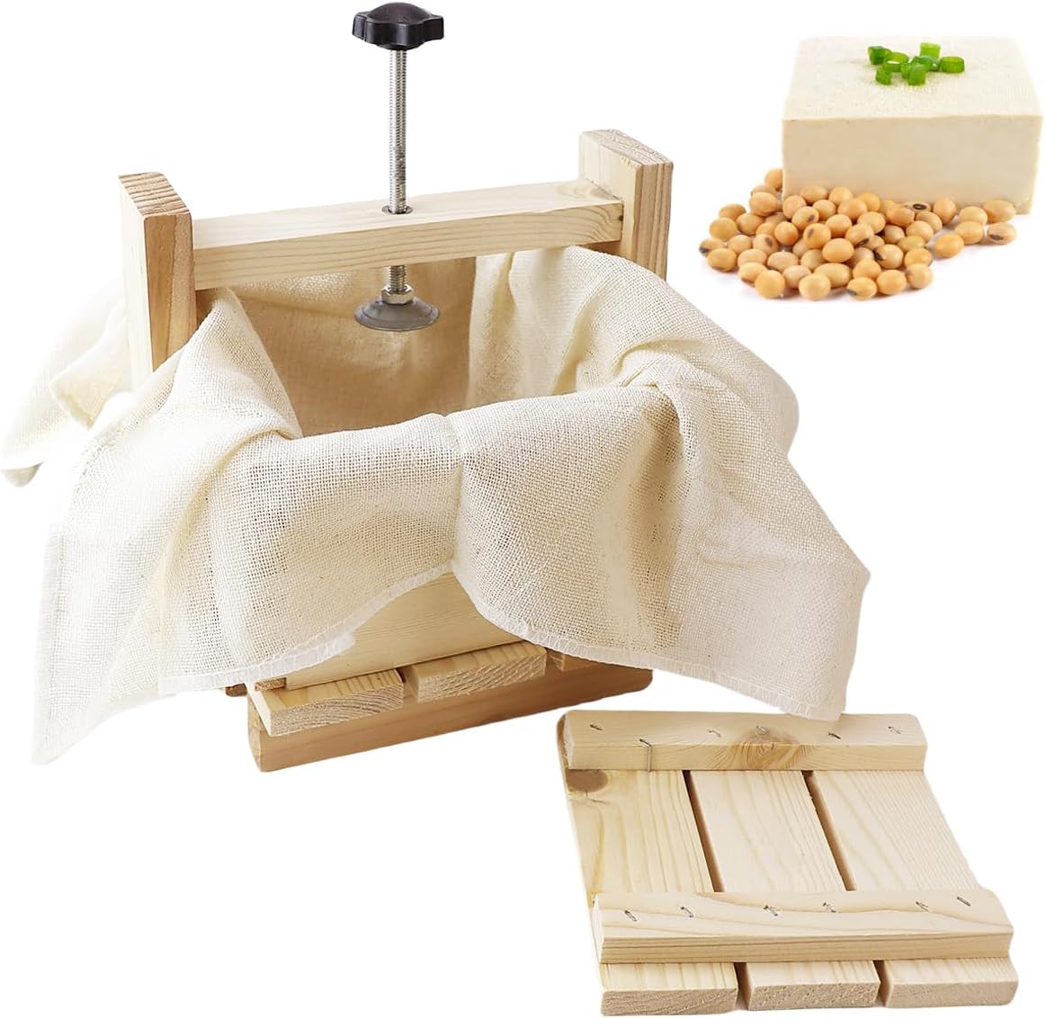 DOERDO Tofu Press Mold Box Homemade Tofu Maker Cheese Maker Press Mold DIY Tofu Making Kit for Kitchen Home, 6x6x7Inch
