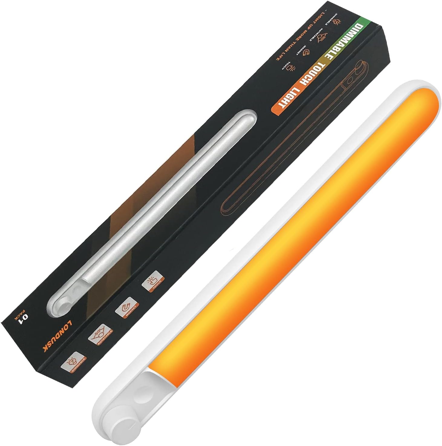 Dimmable Touch Light Bar Bunk Bed Lights Stick on Anywhere Amber Reading Lamps for Wall Mount Bedroom Kids Night Headboard Lamp Rechargeable Battery Powered
