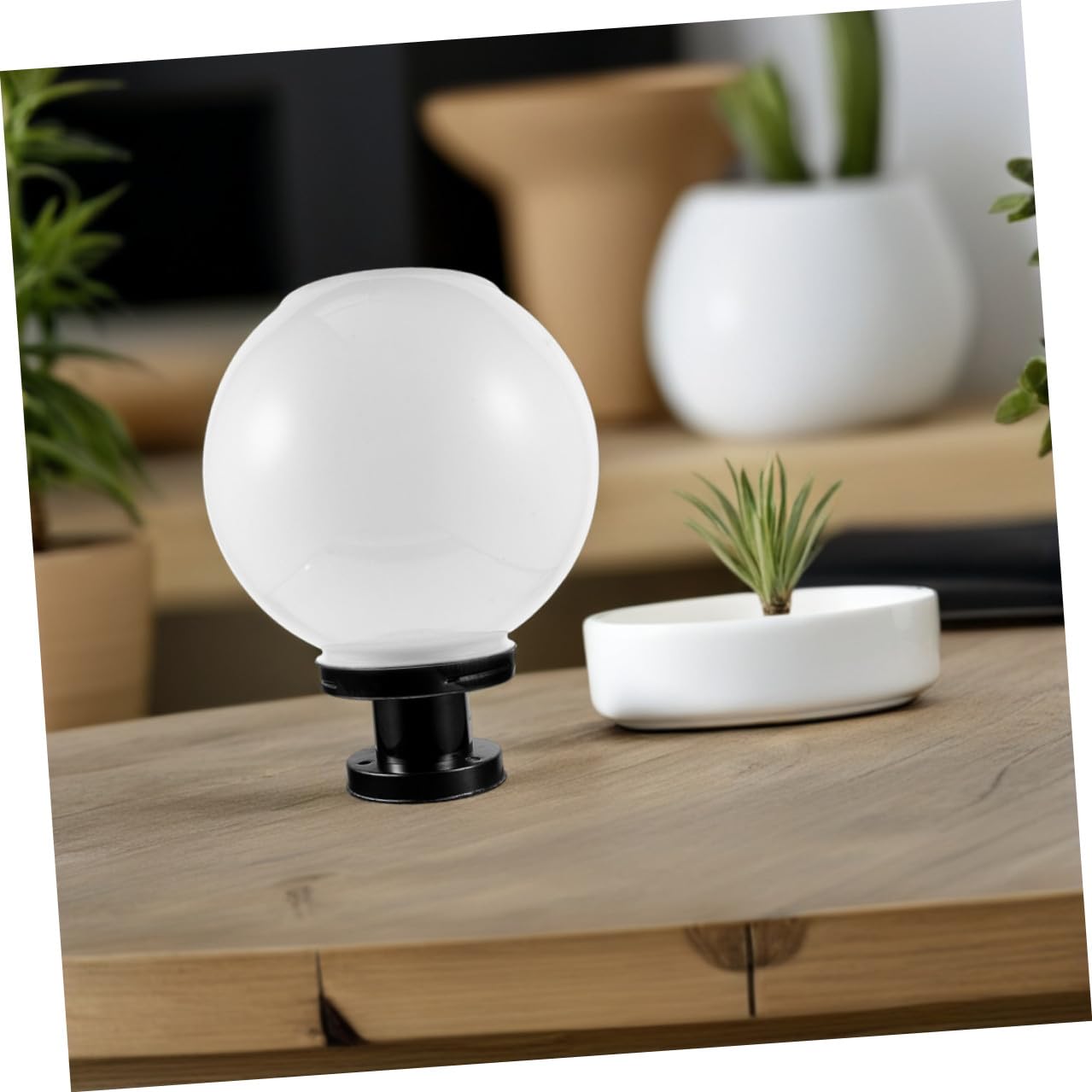 Lampione Solare a Led a Globo Con Base in Acciaio Inox, Lampada a Globo Montata Su Palo Per Esterni, Luce Solare a Colonna Per Giardino, Recinzione e Patio, Rilevatore Crepuscolare, 20 Cm