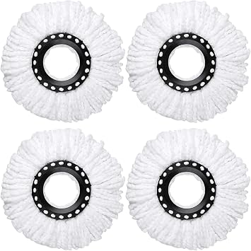 4 Pack Mop Replacement Heads for 360 Spin Mop, Microfiber Spin Mop Refills, Easy Cleaning Mop Head Replacement Mop Bucket Set Accessories