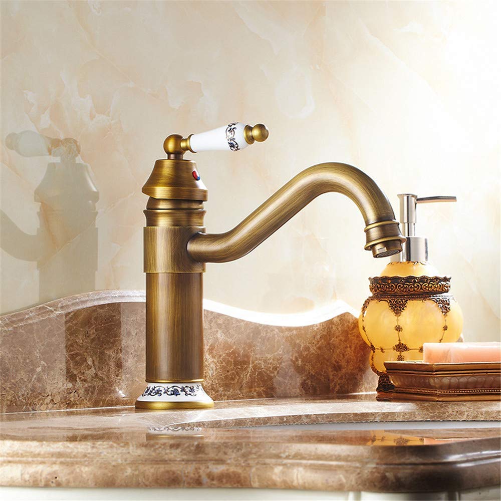 Robinet de cuisine antique mitigeur eau chaude et froide à trou unique avec aérateur