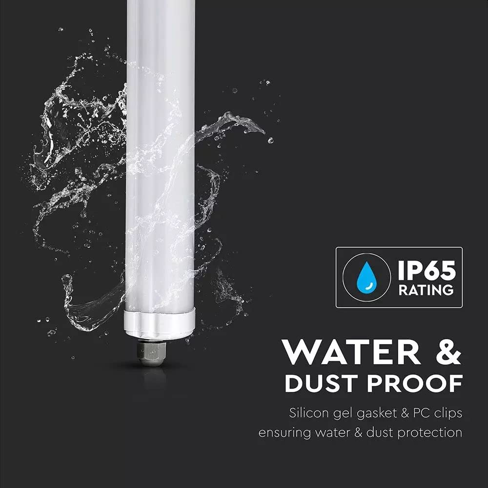 Zestaw – lampa rurowa LED, wodoszczelna, 150 cm, 48 W, białe światło, 6500 K, 5760 lm, IP65, (zestaw 4 szt.)