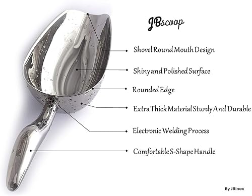 Miniatura 8 de Cuchara de metal de acero inoxidable, cuchara de palomitas de maíz, cuchara de comida para perros de 9.4 pulgadas para fiestas, bodas, resistente