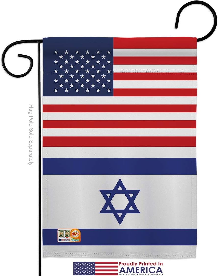 Israel US Friendship Garden Flag Set Wall Holder Regional USA American Alliance World Country Particular Area Small Decorative Gift Yard House Banner Made In 13 X 18.5