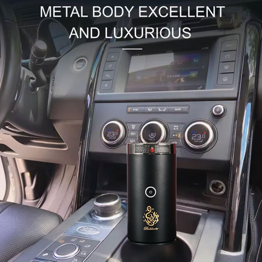 Bruciatore di incenso per auto, bruciatore elettrico Bakhoor, portatile, in lega di alluminio, ricaricabile tramite USB, diffusore per auto e decorazione domestica