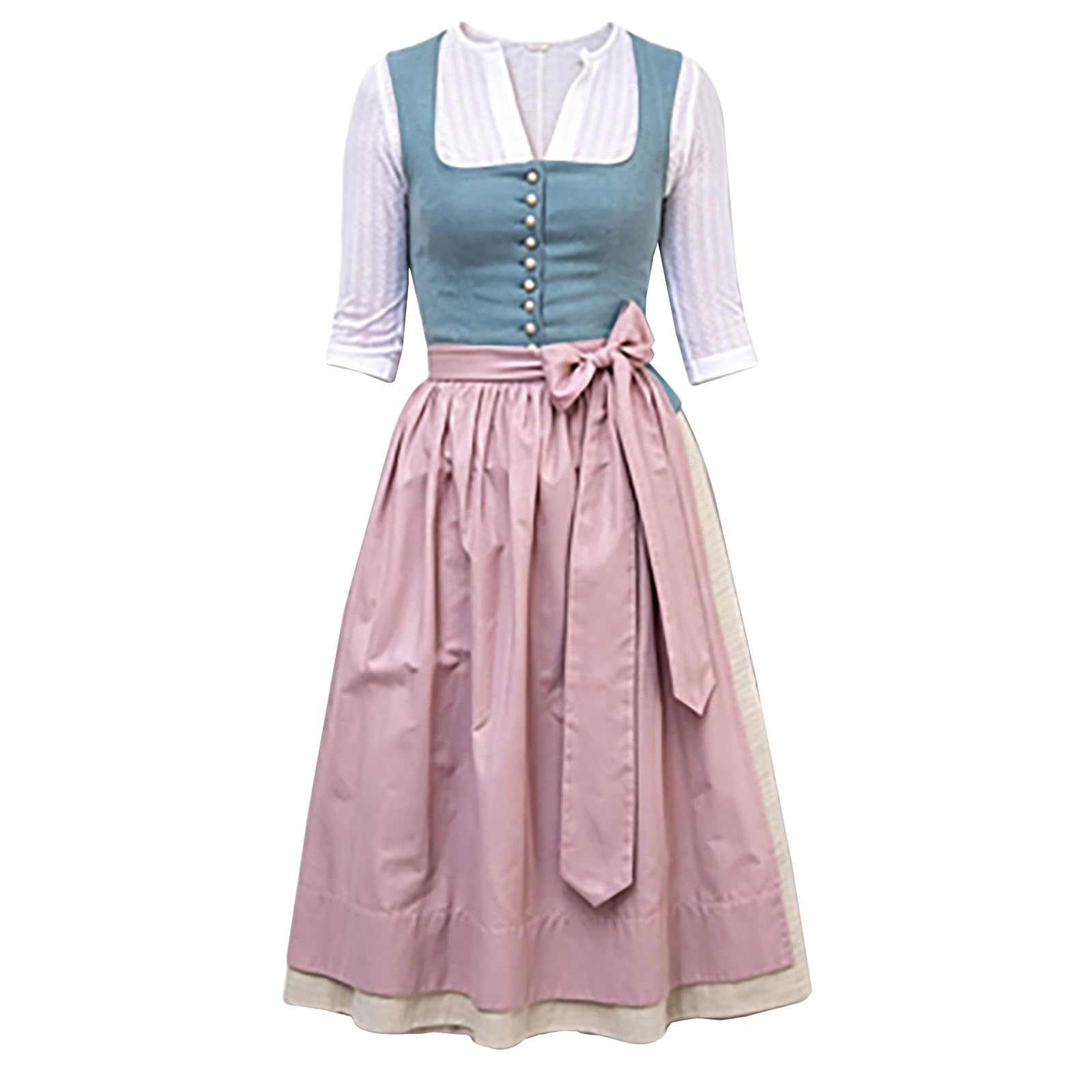 Dirndl Damen Dirndelkleider Oktoberfest Damen Trachtenkleid Dirndlkleid | Dirndl-Komplettsets Midi Dirndl Lang Grosse Grössen Wiesn Outfit Trachtenkleid für Volksfest