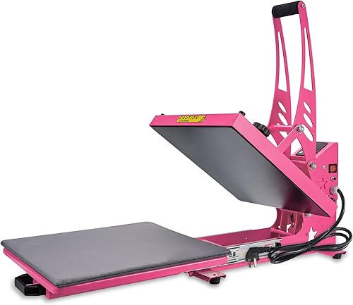 CoolSub Máquina de prensa de calor deslizante de 15 x 15 pulgadas, máquina de transferencia de calor digital industrial para camisetas, color rosa