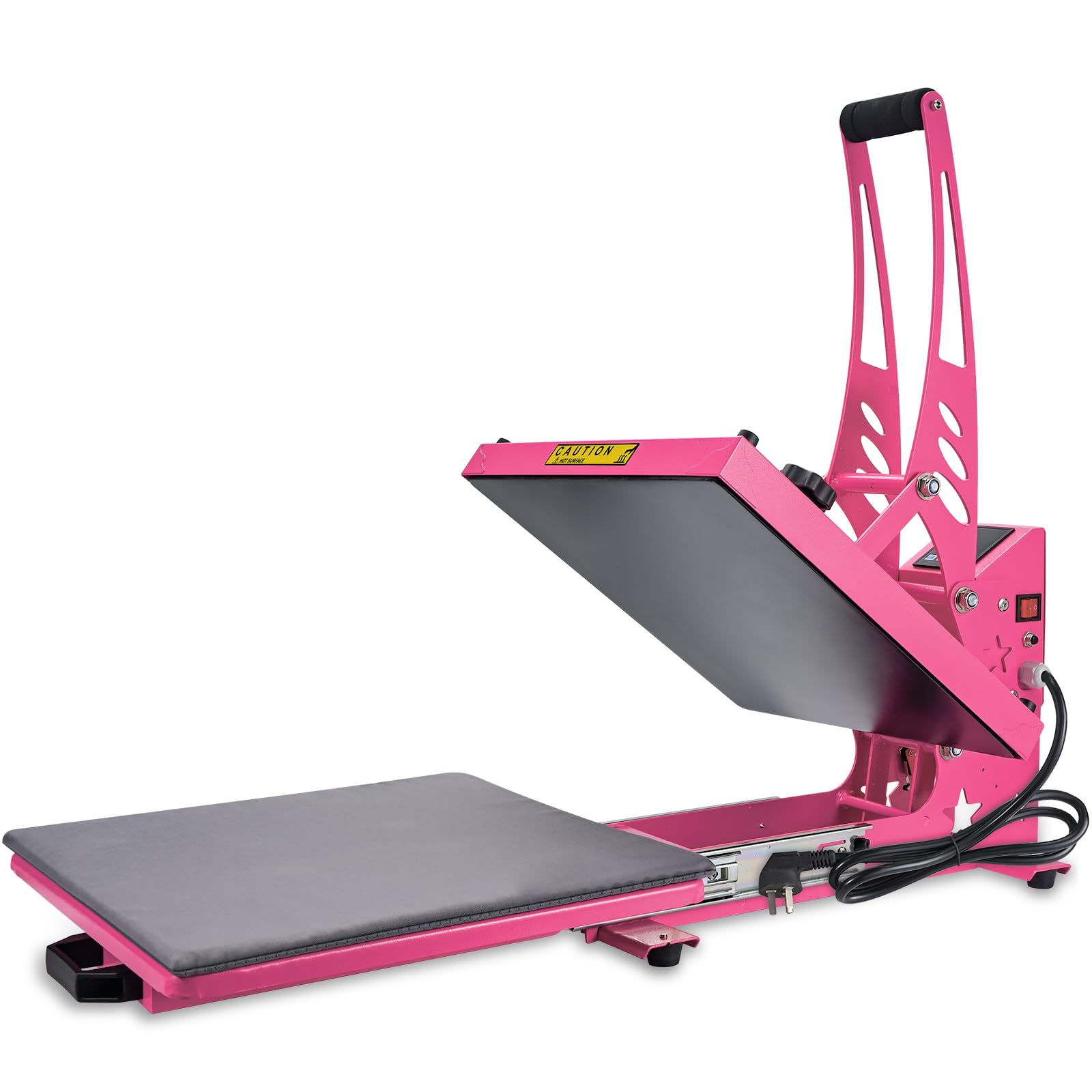 Prensa térmica CoolSub de 15 x 15 pulgadas, deslizable, industrial, digital, de transferencia de calor, sublimación para camisetas, color rosa intenso