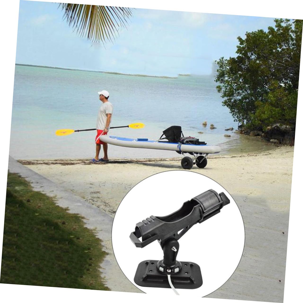 Portacanna da Pesca Supporto Girevole per Canna Inserita, Accessori per in Nylon, Facile da Installare e Rimuovere su Kayak e Barca