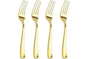 Liacere 200-Piece Heavyweight Disposable Gold Forks for Restaurants and Daily Use
