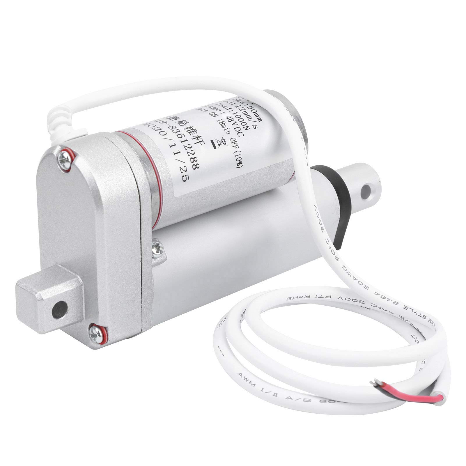 Tbest Elektryczny Silnik Siłownika Liniowego Obciążenie 100 Kg Skok 50 Mm 12 Mm/S Dc12V do Podnośników Telewizyjnych Stoły Łóżka Elektryczne Zamknięty Mechanizm w Całości Wykonany z Miedzi (48VDC)