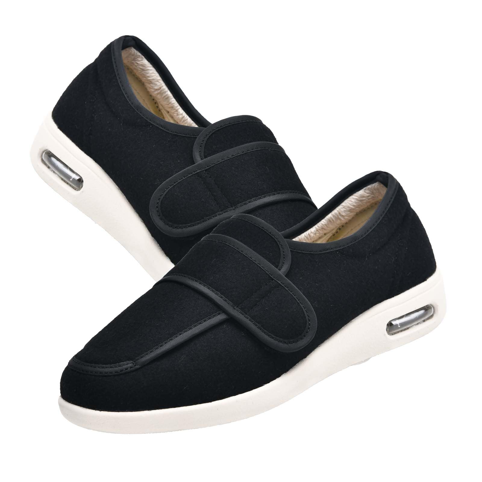 Zapatos de Invierno para Ancianos con pies hinchados Pantuflas Hombre De Forro Suave Invierno Calientes Zapatos Obesos para Hombres Mujere Zapatos de Caminar,Negro,44.5 EU