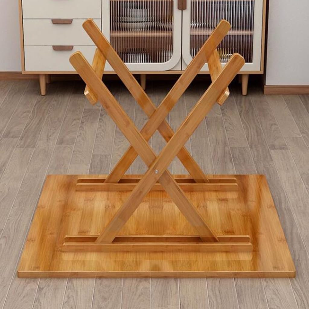 Living Room Coffee Table Wood Folding Garden Table Patio/Terrace Outdoor Dining Table,Snack Table Oil-Finish, Foldable Adjustable Heights, Lightweight Coffee,70 * 70 * 65CM