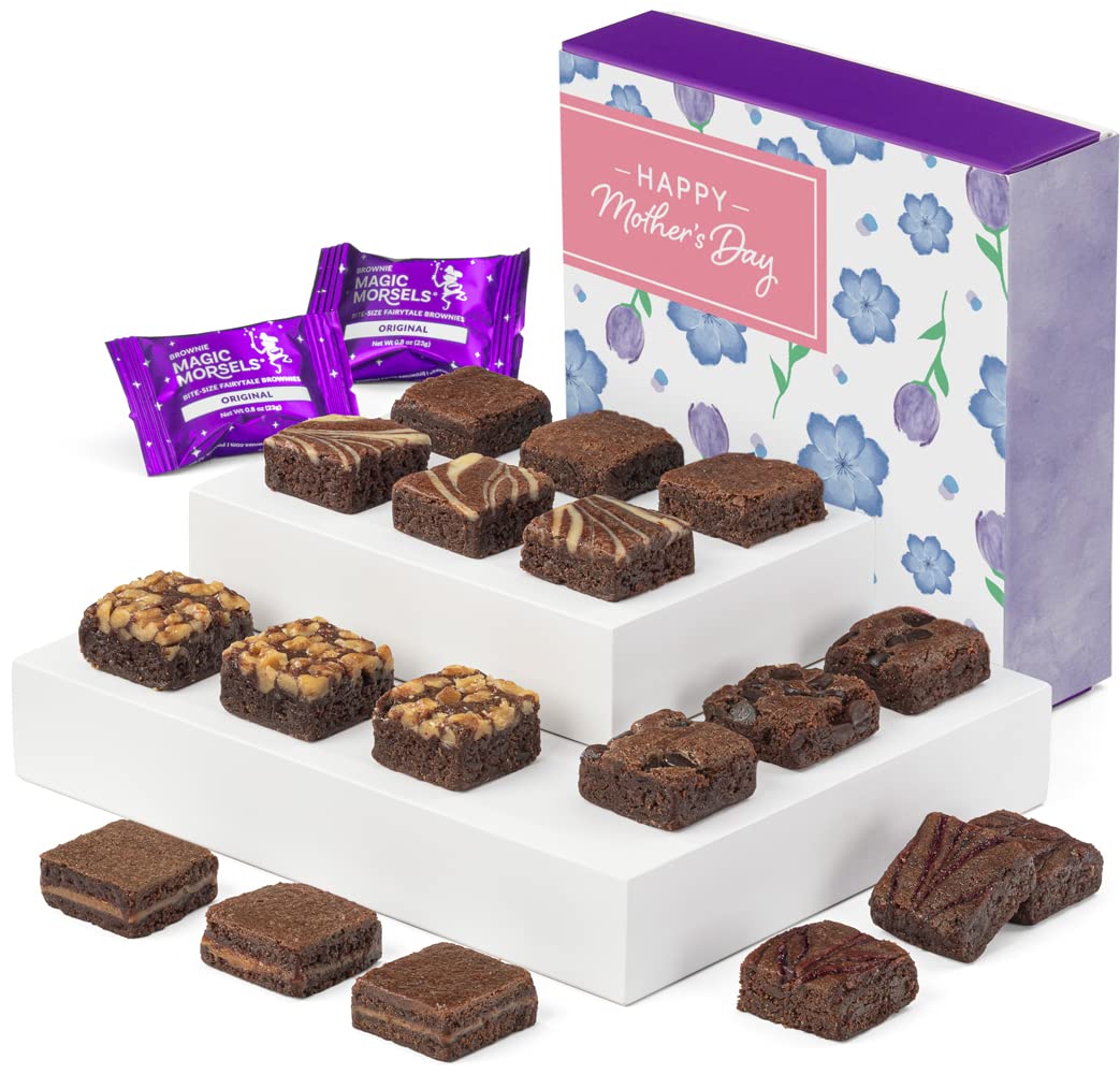 Fairytale Brownies Mother's Day Magic Morsel 18 Individually Wrapped Gourmet Chocolate Food Gift Basket - 1.5 Inch x 1.5 Inch Bite-Size Brownies - 18 Pieces - Item SM418