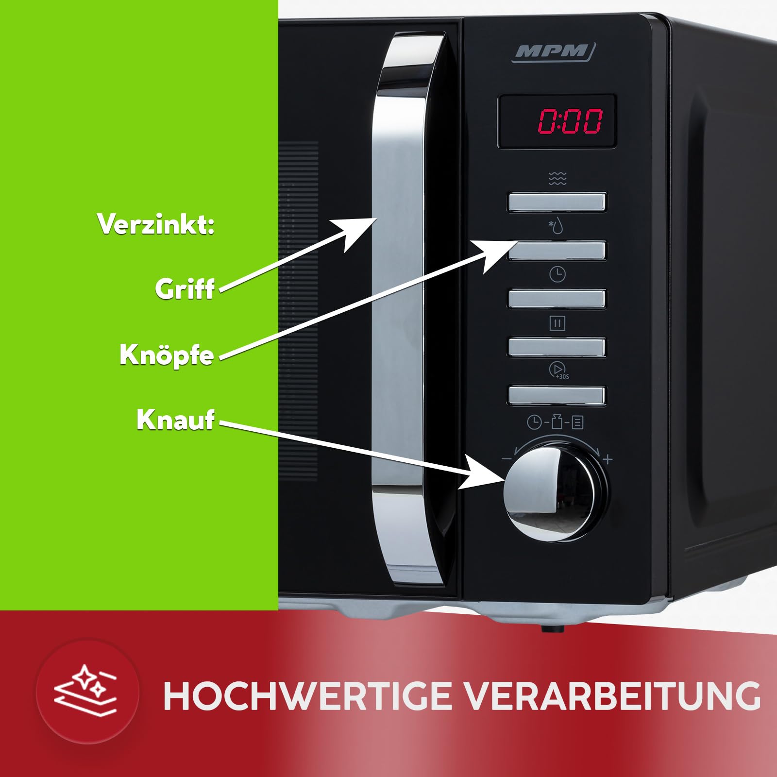 MPM Mikrowelle MPM-20-KMT-05 20 L - Mikrowellenofen für schnelles Kochen - Erwärmen und Auftauen - Digitales Steuerungssystem 700 W