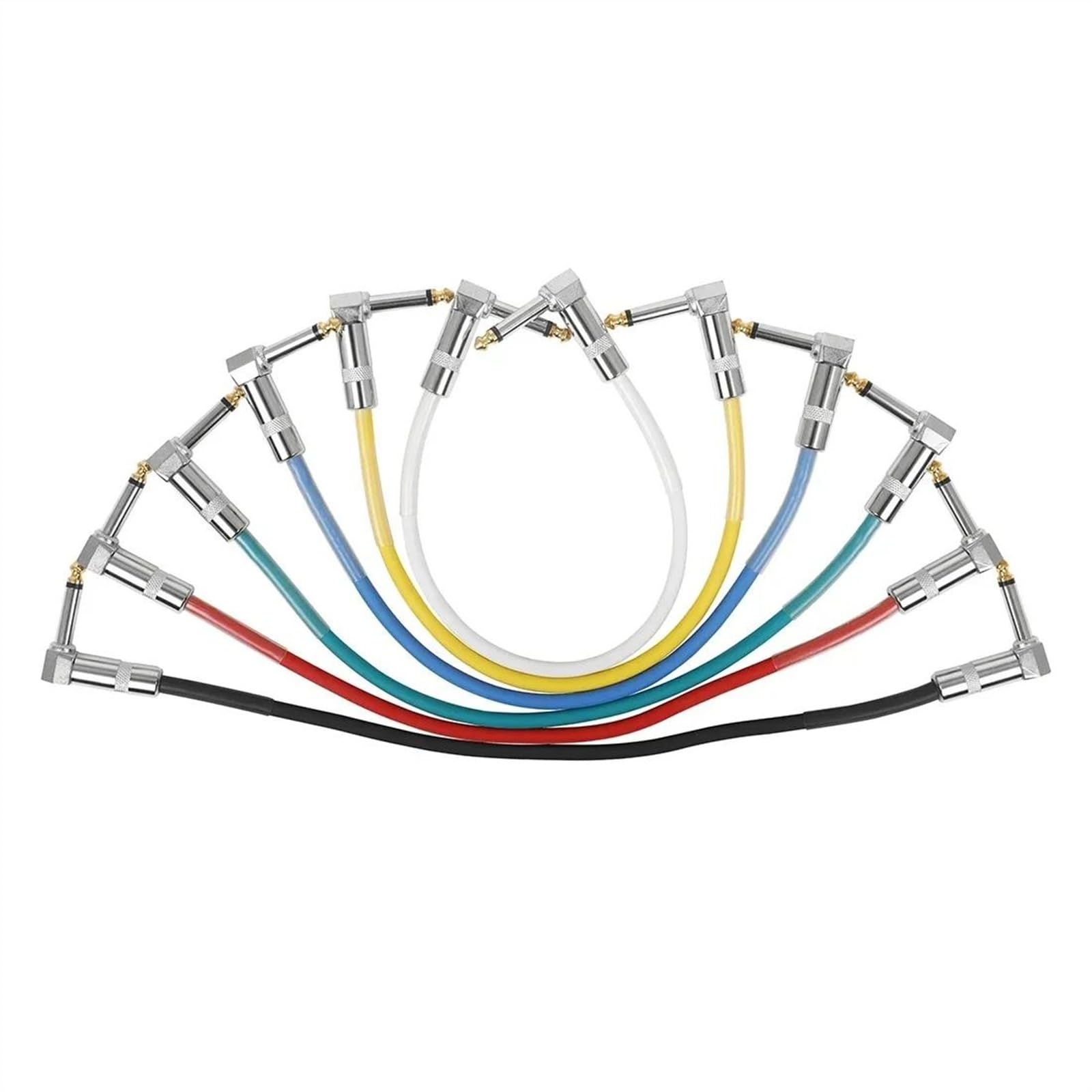 6 Stück 6,35 Mm Rechtwinkliger Nickel-Stecker Gitarren-Pedal-Anschluss Gitarren-Effektpedal-Verbindungskabel Audiokabel für Gitarreninstrumente